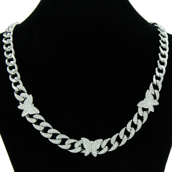 Alloy Diamondencrusted Insectshaped Cuban Chain Necklace For Women