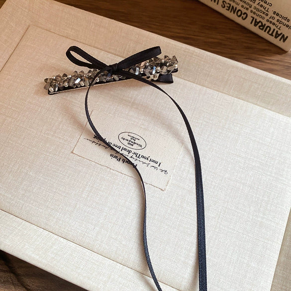 Alloy Diamondencrusted Love Pearl Bow Duckbill Hairpin Light Luxury Hair Accessories Headdress