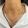 Alloy Diamondencrusted Love Pendant Threelayer Necklace With Letter Pattern For Women