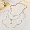 Alloy Diamondencrusted Love Pendant Threelayer Necklace With Letter Pattern For Women