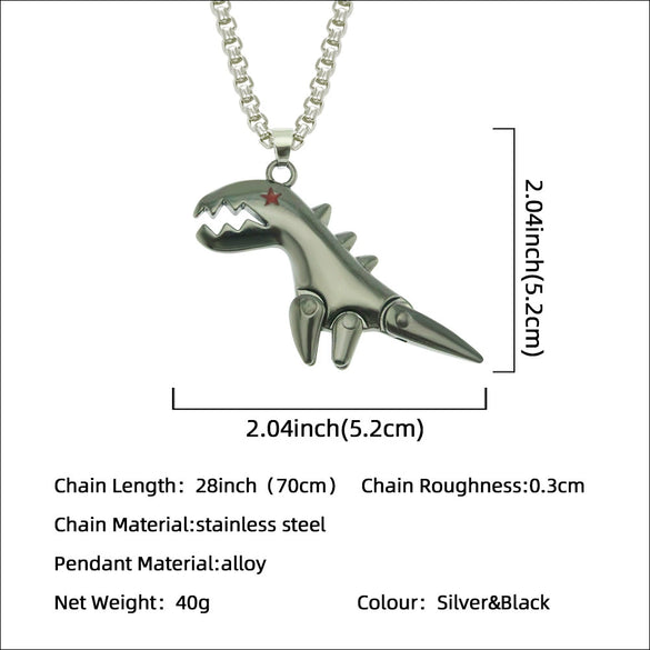 Alloy Dinosaur Pendant Necklace With Geometric Style And Electroplating For Men And Women Couple
