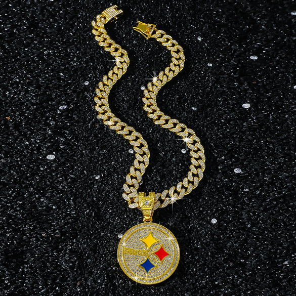 Alloy Disc Logo Pendant Hiphop Necklace With Animals Zodiac Pattern And Electroplating Design For Men Cuban Chain Style
