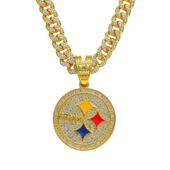 Alloy Disc Logo Pendant Hiphop Necklace With Animals Zodiac Pattern And Electroplating Design For Men Cuban Chain Style