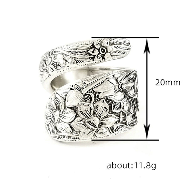 Alloy Distressed Open Lily Flower Ring Jewelry For Women