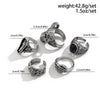 Alloy Distressed Skull Ring And Bracelet For Men Hiphop Retro Punk Style
