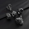 Alloy Distressed Skull Ring And Bracelet For Men Hiphop Retro Punk Style