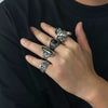 Alloy Distressed Skull Ring And Bracelet For Men Hiphop Retro Punk Style