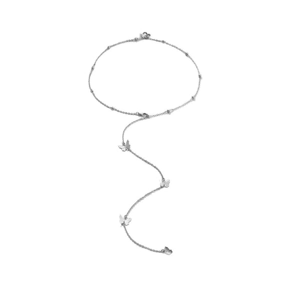 Alloy Double Butterfly Bow Multilayer Women's Necklace With Electroplating