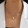 Alloy Double Butterfly Bow Multilayer Women's Necklace With Electroplating