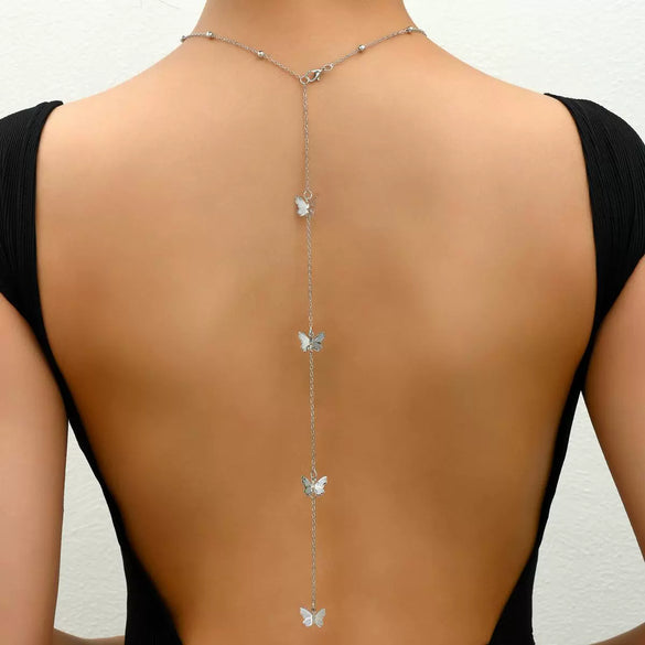 Alloy Double Butterfly Bow Multilayer Women's Necklace With Electroplating
