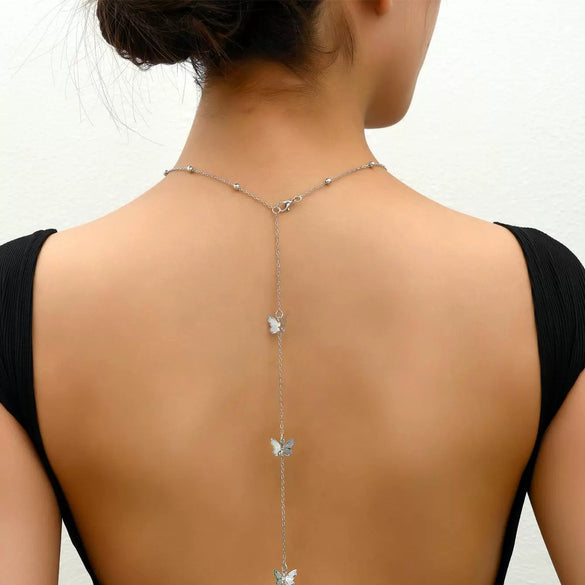Alloy Double Butterfly Bow Multilayer Women's Necklace With Electroplating