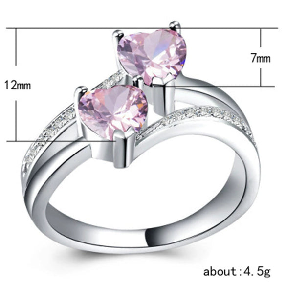 Alloy Double Heart Ring Electroplated Women's Fashion Hand Jewelry
