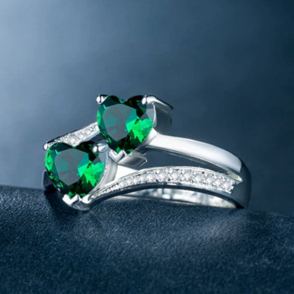 Alloy Double Heart Ring Electroplated Women's Fashion Hand Jewelry