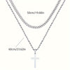 Alloy Double Layer Cross Pendant Necklace With Regular Chain Geometric Style Electroplating Treatment U Shape