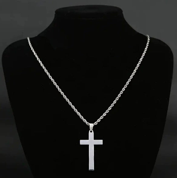 Alloy Double Layer Cross Pendant Necklace With Regular Chain Geometric Style Electroplating Treatment U Shape