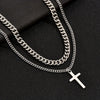 Alloy Double Layer Cross Pendant Necklace With Regular Chain Geometric Style Electroplating Treatment U Shape