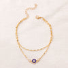Alloy Double Layer Turkey Blue Rhinestone Evil Eyes Anklet For Women With Geometric Pattern