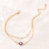 Alloy Double Layer Turkey Blue Rhinestone Evil Eyes Anklet For Women With Geometric Pattern