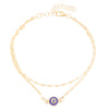 Alloy Double Layer Turkey Blue Rhinestone Evil Eyes Anklet For Women With Geometric Pattern
