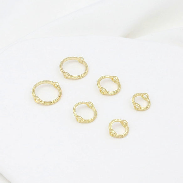 Alloy Double Twist Ring With Bead 18K Real Gold Electroplating Geometric Diy Accessories