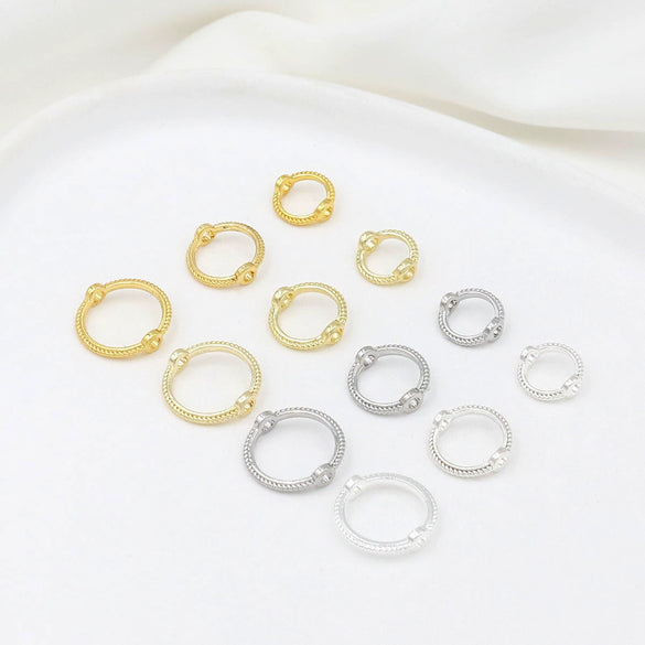 Alloy Double Twist Ring With Bead 18K Real Gold Electroplating Geometric Diy Accessories