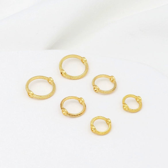 Alloy Double Twist Ring With Bead 18K Real Gold Electroplating Geometric Diy Accessories