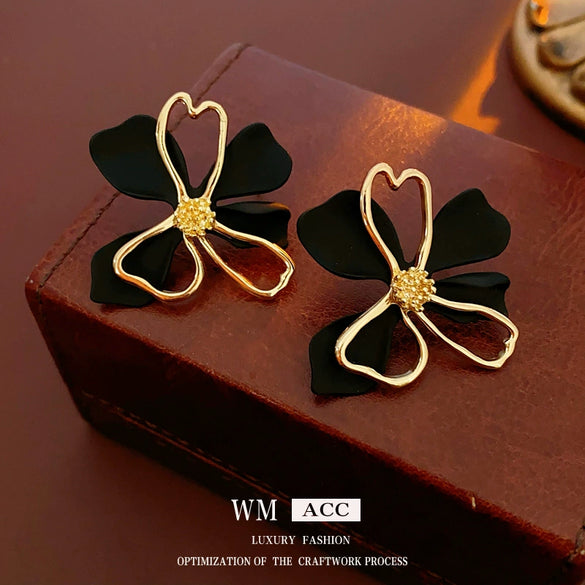 Alloy Doublelayer Cut Out Flower Geometric Style Electroplated Women's Earrings