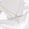 Alloy Doublelayer Fold Pendant Geometric Cross Chain Electroplated Necklace Jewelry Accessories