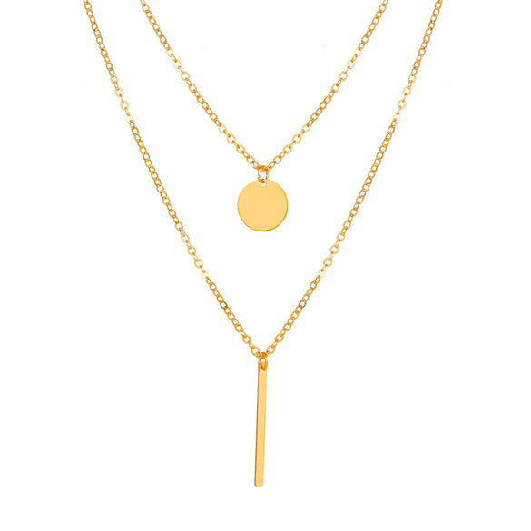 Alloy Doublelayer Fold Pendant Geometric Cross Chain Electroplated Necklace Jewelry Accessories