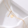 Alloy Doublelayer Fold Pendant Geometric Cross Chain Electroplated Necklace Jewelry Accessories