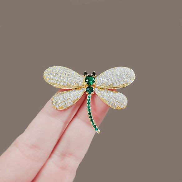 Alloy Dragonfly Women's Luxury Rhinestone Brooch With Electroplating