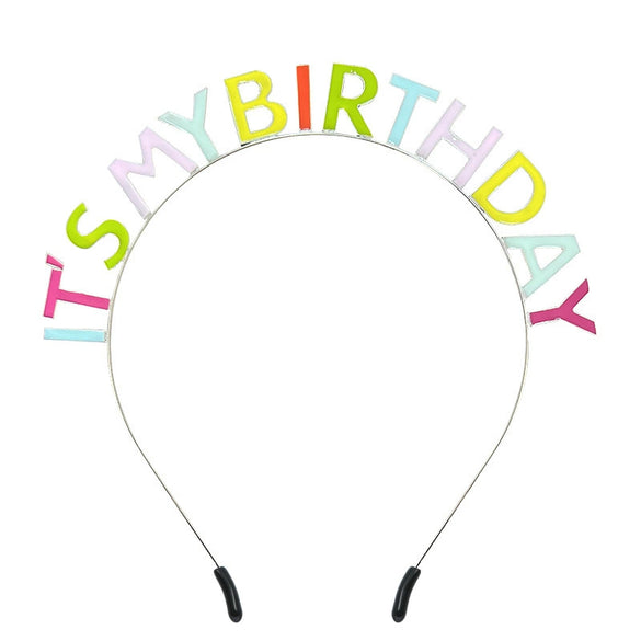 Alloy Dripping Oil Birthday Headband For Women With Letters Numbers Text Style