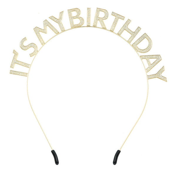 Alloy Dripping Oil Birthday Headband For Women With Letters Numbers Text Style