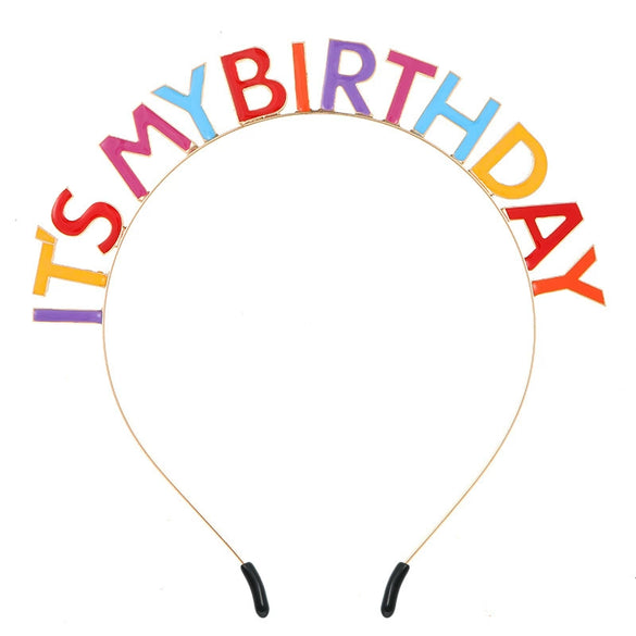 Alloy Dripping Oil Birthday Headband For Women With Letters Numbers Text Style