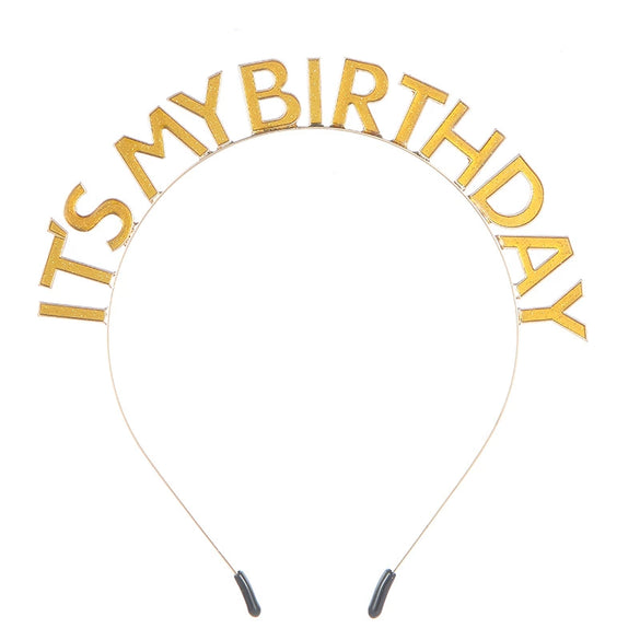 Alloy Dripping Oil Birthday Headband For Women With Letters Numbers Text Style