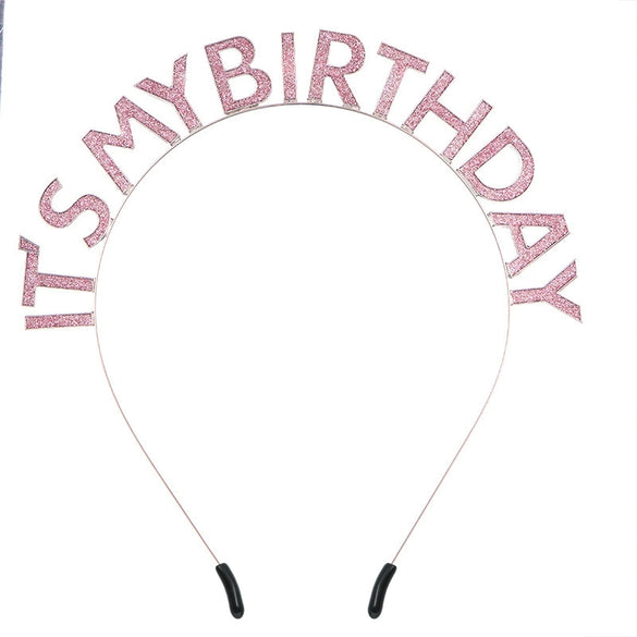 Alloy Dripping Oil Birthday Headband For Women With Letters Numbers Text Style