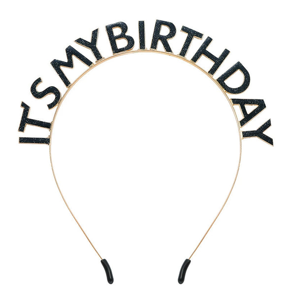Alloy Dripping Oil Birthday Headband For Women With Letters Numbers Text Style
