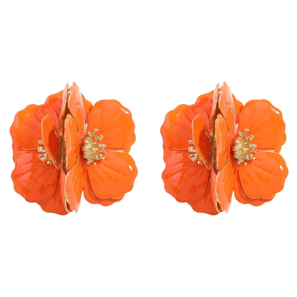 Alloy Dripping Oil Flower Earrings Exaggerated Creative And Fashionable For Girls