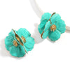 Alloy Dripping Oil Flower Earrings Exaggerated Creative And Fashionable For Girls