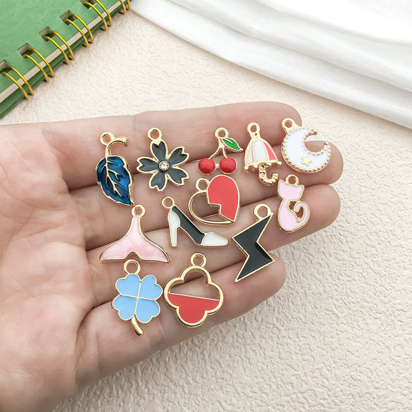 Alloy Dripping Oil Flower Four Leaf Clover Earrings Pendant Accessories