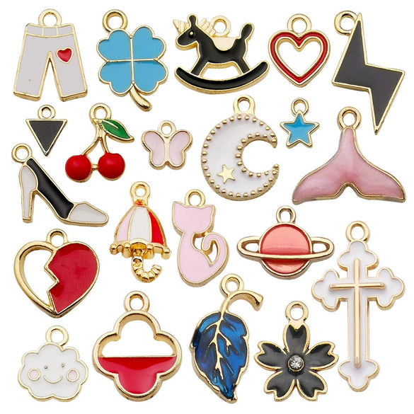 Alloy Dripping Oil Flower Four Leaf Clover Earrings Pendant Accessories