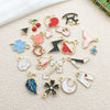 Alloy Dripping Oil Flower Four Leaf Clover Earrings Pendant Accessories