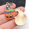 Alloy Dripping Oil Funny Pumpkin Cat Hat Halloween Earrings Pendant Jewelry Accessories