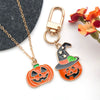 Alloy Dripping Oil Funny Pumpkin Cat Hat Halloween Earrings Pendant Jewelry Accessories