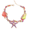 Alloy Dripping Oil Geometric Conch Sea Star Necklace For Women Retro Hip Hop Style With Snake Bone Chain