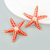 Alloy Dripping Oil Geometric Starfish Earrings For Women Fashionable Summer Style