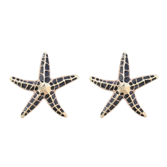 Alloy Dripping Oil Geometric Starfish Earrings For Women Fashionable Summer Style