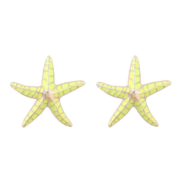 Alloy Dripping Oil Geometric Starfish Earrings For Women Fashionable Summer Style
