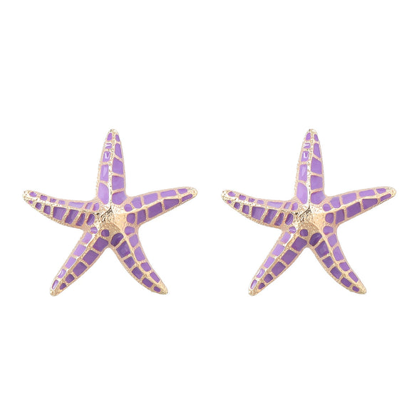 Alloy Dripping Oil Geometric Starfish Earrings For Women Fashionable Summer Style