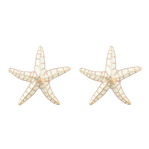 Alloy Dripping Oil Geometric Starfish Earrings For Women Fashionable Summer Style